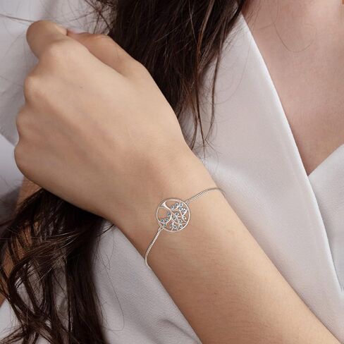 YL 925 Sterling Silver Bracelet Tree of Life Bracelets Cubic Zirconia Created Emerald Tree Jewelry Link Bracelet Gifts in Kuwait