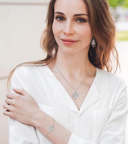 YL 925 Sterling Silver Bracelet Tree of Life Bracelets Cubic Zirconia Created Emerald Tree Jewelry Link Bracelet Gifts in Kuwait