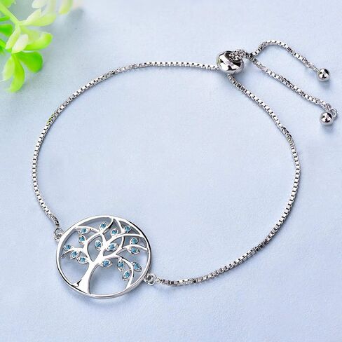 YL 925 Sterling Silver Bracelet Tree of Life Bracelets Cubic Zirconia Created Emerald Tree Jewelry Link Bracelet Gifts in Kuwait