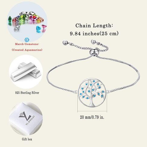 YL 925 Sterling Silver Bracelet Tree of Life Bracelets Cubic Zirconia Created Emerald Tree Jewelry Link Bracelet Gifts in Kuwait