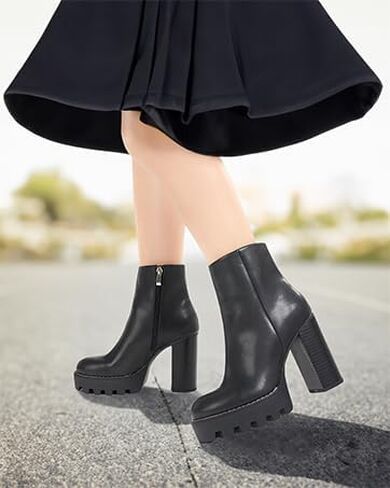 حذاء Vodvob نسائي للكاحل ذو نعل سميك وكعب مكتنز حذاء بكعب عالٍ ونعل عريض in Kuwait