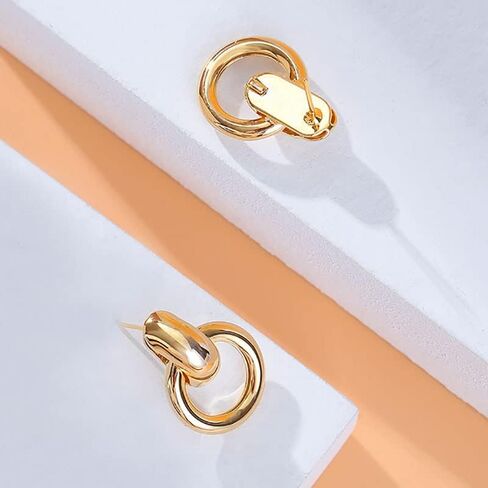 اقراط اذن مرصعة بالذهب عيار 18 قيراط مع حلقة دائرية للنساء in Kuwait