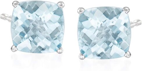 Ross-Simons 1.50 ct. t.w. Aquamarine Stud Earrings in 14kt White Gold in Saudi Arabia