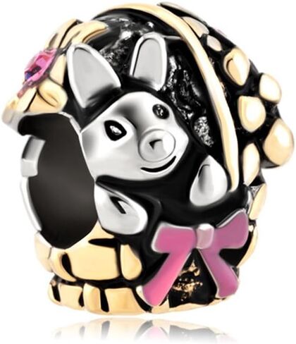 زهرة النرجس أرنب في سلة فيونكات سحر الحيوانات بيع مجوهرات رخيصة الخرز صالح باندورا سحر أساور الهدايا in Kuwait