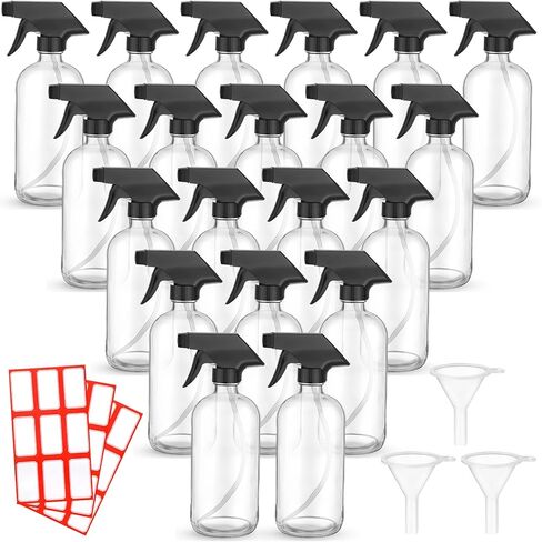 Norme 24 Pcs Glass Spray Bottles 8 oz Spray Bottles with Funnels and Labels Refillable Cosmetic Empty Spray Bottles with Trigger Sprayer Containers for Essential Oil Cleaning Solutions (Blue) in Kuwait