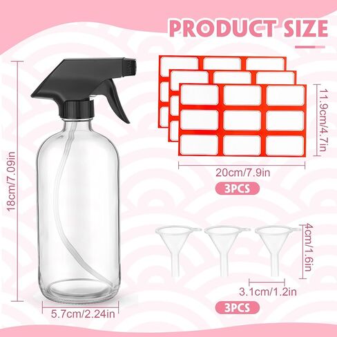 Norme 24 Pcs Glass Spray Bottles 8 oz Spray Bottles with Funnels and Labels Refillable Cosmetic Empty Spray Bottles with Trigger Sprayer Containers for Essential Oil Cleaning Solutions (Blue) in Kuwait