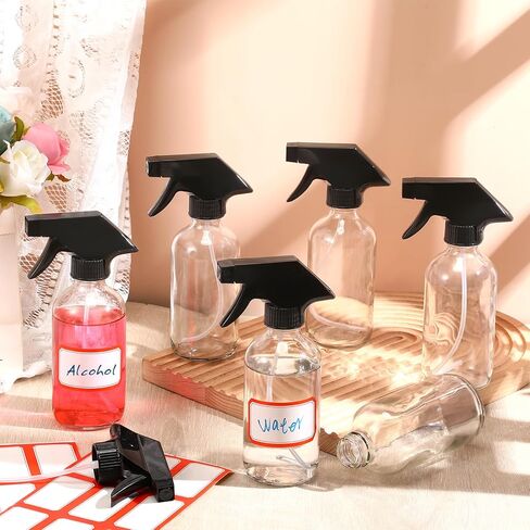 Norme 24 Pcs Glass Spray Bottles 8 oz Spray Bottles with Funnels and Labels Refillable Cosmetic Empty Spray Bottles with Trigger Sprayer Containers for Essential Oil Cleaning Solutions (Blue) in Kuwait