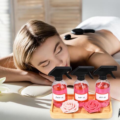 Norme 24 Pcs Glass Spray Bottles 8 oz Spray Bottles with Funnels and Labels Refillable Cosmetic Empty Spray Bottles with Trigger Sprayer Containers for Essential Oil Cleaning Solutions (Blue) in Kuwait