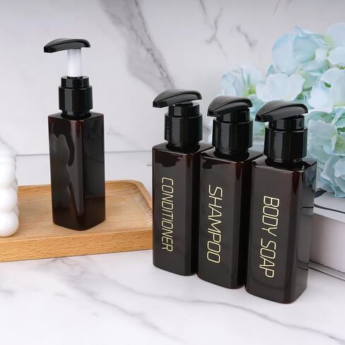 زجاجات السفر من Hethyo لمستحضرات التجميل المعتمدة من إدارة أمن المواصلات الأمريكية، 3.4 أونصة/100 مل، 4 عبوات بحجم مناسب للسفر، زجاجات الشامبو والبلسم، موزع زجاجات مضخة فارغة، حاويات مستحضرات تجميل قابلة لإعادة الملء ومضادة للتسرب in Kuwait