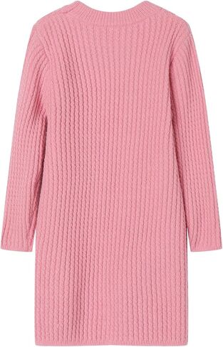 فستان سترة محبوك للفتيات من LittleSpring بأكمام طويلة ورقبة مستديرة بلون موحد in Kuwait