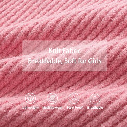 فستان سترة محبوك للفتيات من LittleSpring بأكمام طويلة ورقبة مستديرة بلون موحد in Kuwait