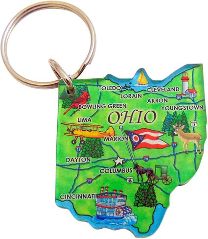 Ohio Key Chain Acrylic Souvenir Keychain Retro State Map Gift 2 Inch in Saudi Arabia