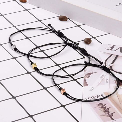 أساور BFF المقاومة للماء VU100 لثلاثة أصدقاء طويلة مسافات متوافقة، صداقة وعد العلاقة، أساور نجمة سلسلة أمنية / خلخال مجوهرات هدايا لالأخت العزيزة الأحمر والأزرق والأصفر in Kuwait