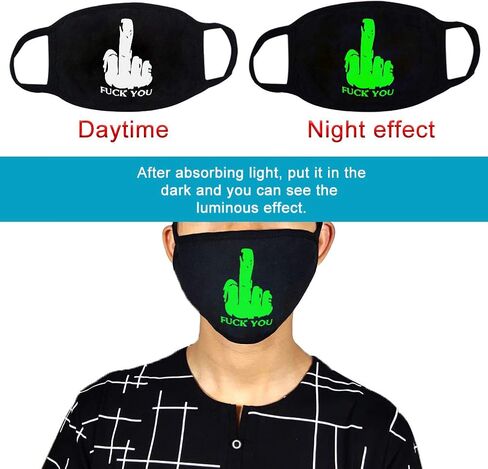 6 قطع قناع قطني مضيء رائع للفم الأنمي يتوهج في الظلام قناع وجه فردي للجنسين لحفلات الهالوين، حفلة تنكرية لعيد الميلاد (النمط الأزرق 2) in Kuwait