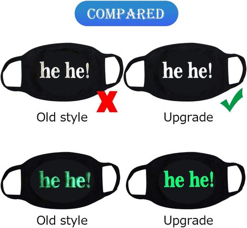 6 قطع قناع قطني مضيء رائع للفم الأنمي يتوهج في الظلام قناع وجه فردي للجنسين لحفلات الهالوين، حفلة تنكرية لعيد الميلاد (النمط الأزرق 2) in Kuwait