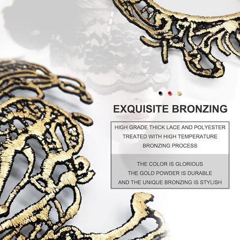 قناع تنكر من MYMENU للنساء، قناع دانتيل للزوجين، قناع كرنفال الهالوين للحفلات الراقصة، لوازم الحفلات التنكرية (ذهبي فينيكس) in Kuwait