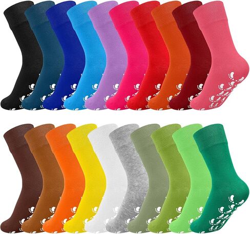 JaGely 20 Pairs Womens No Slip Socks Non Skid Socks Anti Slip Socks for Yoga Barre Dance, 20 Colors (Footprint Grip) in Saudi Arabia