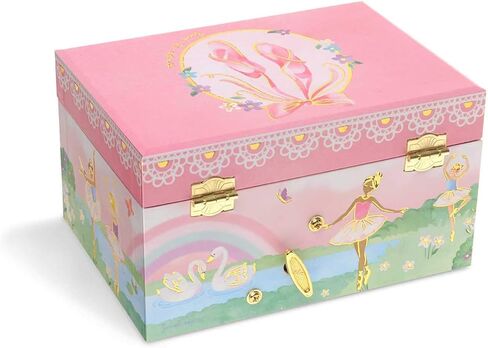 صندوق تخزين المجوهرات الموسيقية للفتيات من Jewelkeeper مع راقصة الباليه الدوارة وقوس قزح ورقائق ذهبية مع صندوق تخزين المجوهرات الموسيقية للفتيات مع تصميم وحيد القرن الدوار، تصميم يونيكورن حلوى القطن in Kuwait