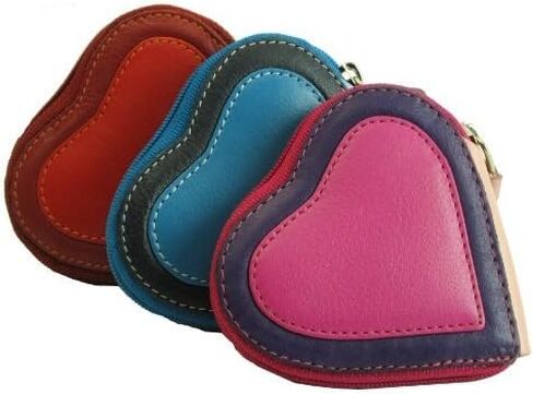 Visconti Capri RB59 Multi Colored Heart Shaped Ladies/Girls Leather Coin Purse Key Wallet With Key Chain (Plum) in Kuwait