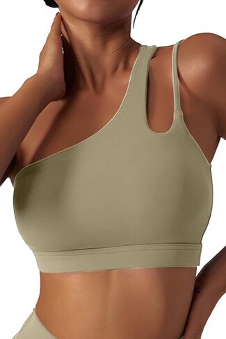 Mulisky Sports Bras for Women One Shoulder Backless Padded Workout Running Yoga Bra Medium Support in Kuwait