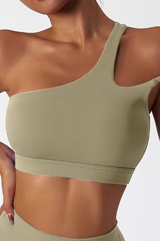 Mulisky Sports Bras for Women One Shoulder Backless Padded Workout Running Yoga Bra Medium Support in Kuwait