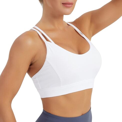 YOGAPRO Women's Sports Bra, Crisscross Back Padded Strappy Sports Bra Medium Support Yoga Bra with Removable Cups in Kuwait