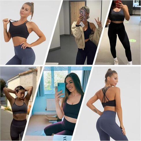 YOGAPRO Women's Sports Bra, Crisscross Back Padded Strappy Sports Bra Medium Support Yoga Bra with Removable Cups in Kuwait