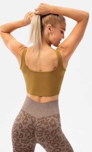 Ukaste Women's Ribbed Performance Sports Bras Medium Support Scoop Neck Wokout Yoga Crop Bra Tops in Kuwait