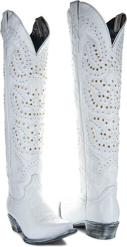 أحذية Soto Boots النسائية Rodeo StarTall باللون الأبيض لراعية البقر M50061 in Kuwait