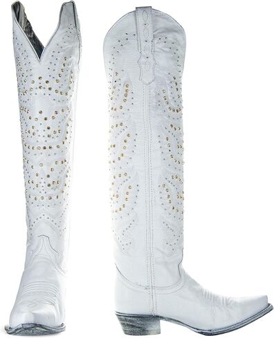 أحذية Soto Boots النسائية Rodeo StarTall باللون الأبيض لراعية البقر M50061 in Kuwait