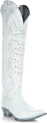 أحذية Soto Boots النسائية Rodeo StarTall باللون الأبيض لراعية البقر M50061 in Kuwait