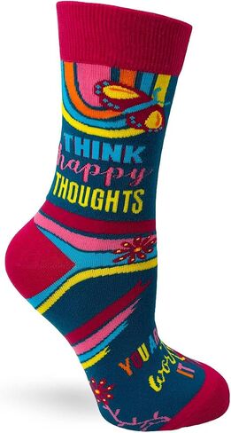 Fabdaz Think Happy Thoughts, Make Today Amazing, You Are Worth It Novelty Socks for Women - 1 Pair, Fits Shoe Size 5-10 in Saudi Arabia