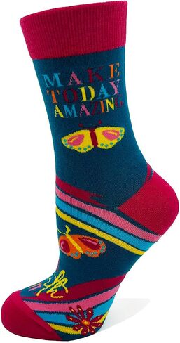 Fabdaz Think Happy Thoughts, Make Today Amazing, You Are Worth It Novelty Socks for Women - 1 Pair, Fits Shoe Size 5-10 in Saudi Arabia