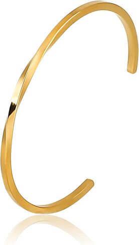 FOCUSTEEL أساور الكفة النسائية، سوار موبيوس الملتوي، سوار مفتوح قابل للتعديل للسيدات، هدية عيد الميلاد لصديقة زوجة أمي in Kuwait