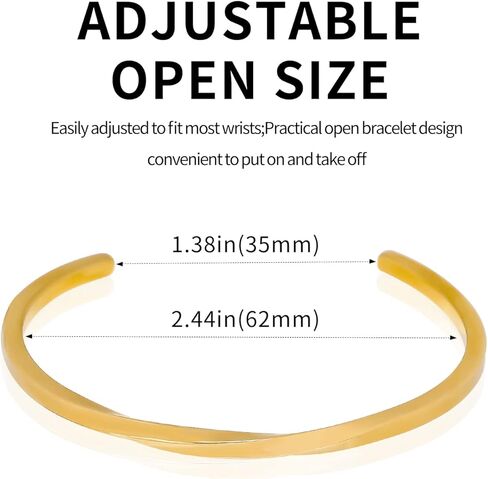 FOCUSTEEL أساور الكفة النسائية، سوار موبيوس الملتوي، سوار مفتوح قابل للتعديل للسيدات، هدية عيد الميلاد لصديقة زوجة أمي in Kuwait