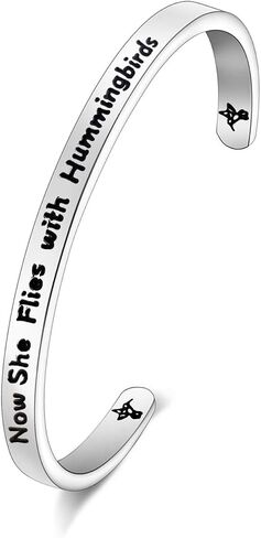 TGBJE Hummingbird Memorial Jewelry Now She Flies With Hummingbirds Cuff Bracelet Sympathy Gift for Her in Saudi Arabia