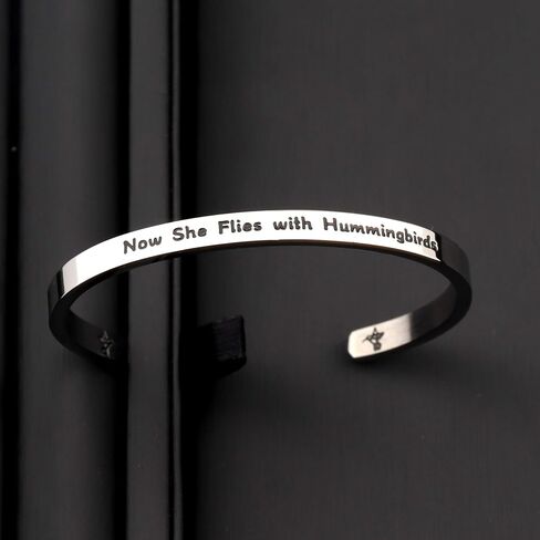 TGBJE Hummingbird Memorial Jewelry Now She Flies With Hummingbirds Cuff Bracelet Sympathy Gift for Her in Saudi Arabia
