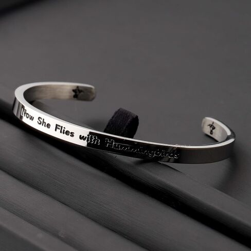 TGBJE Hummingbird Memorial Jewelry Now She Flies With Hummingbirds Cuff Bracelet Sympathy Gift for Her in Saudi Arabia