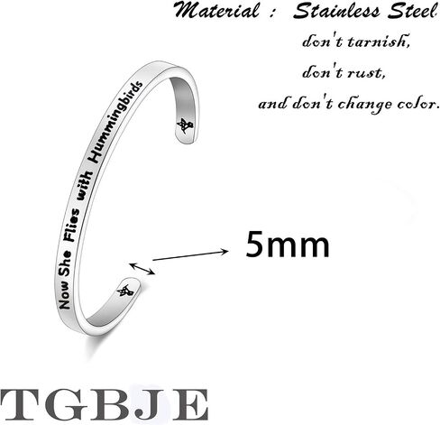 TGBJE Hummingbird Memorial Jewelry Now She Flies With Hummingbirds Cuff Bracelet Sympathy Gift for Her in Saudi Arabia