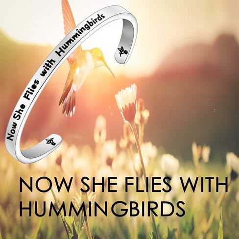 TGBJE Hummingbird Memorial Jewelry Now She Flies With Hummingbirds Cuff Bracelet Sympathy Gift for Her in Saudi Arabia