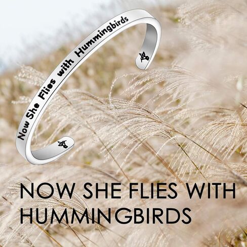 TGBJE Hummingbird Memorial Jewelry Now She Flies With Hummingbirds Cuff Bracelet Sympathy Gift for Her in Saudi Arabia
