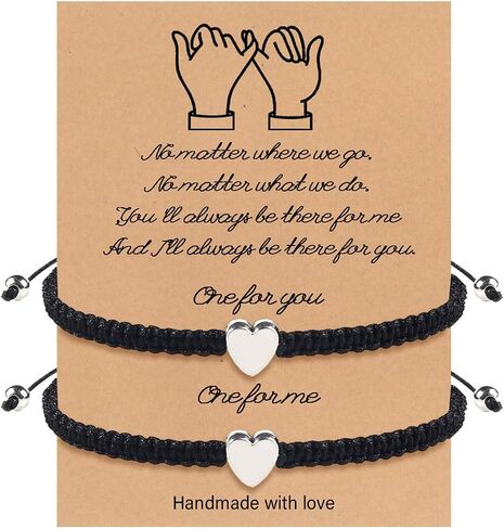Fuqimanman2020 2 Pcs Heart Beaded Matching Bracelets Adjustable Couple Friendships Bracelets Long Distance Bracelets for Girlfriend Boyfriend Valentines Jewelry Gifts in Saudi Arabia