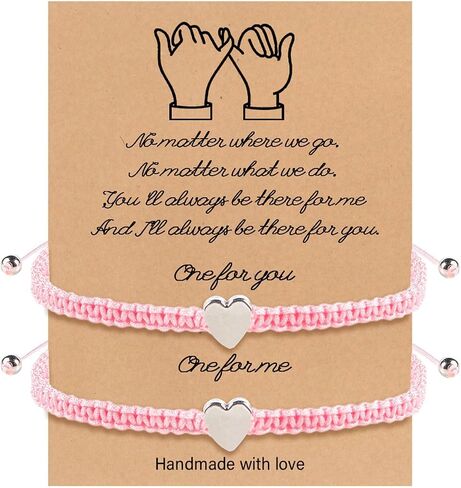 Fuqimanman2020 2 Pcs Heart Beaded Matching Bracelets Adjustable Couple Friendships Bracelets Long Distance Bracelets for Girlfriend Boyfriend Valentines Jewelry Gifts in Saudi Arabia