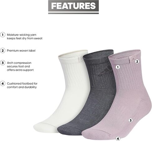 adidas Men's Cushioned Sport High Quarter Socks with Arch Compression (3-Pair) in Saudi Arabia