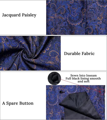 DiBanGu Paisley Suit Vest for Men Formal Vest and Tie Set with Pocket Square Cufflinks Wedding in Kuwait