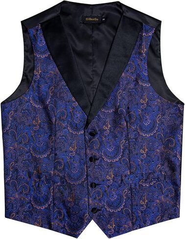 DiBanGu Paisley Suit Vest for Men Formal Vest and Tie Set with Pocket Square Cufflinks Wedding in Kuwait