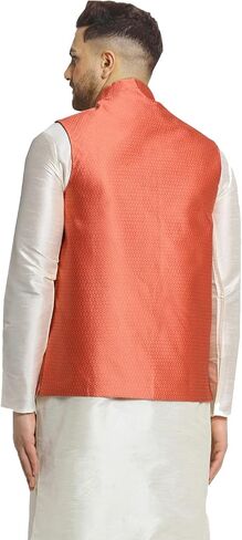 Maple Clothing Woven Design Men's Nehru Jacket Traditional India Waistcoat Vests in Saudi Arabia