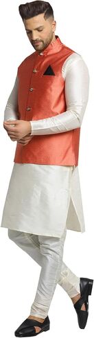 Maple Clothing Woven Design Men's Nehru Jacket Traditional India Waistcoat Vests in Saudi Arabia