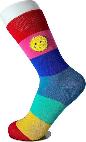 TBFT 4 pair Combed cotton socks packs dark color smile pattern novelty causal daily for athletic men or women, Muticolor, 5-10 in Saudi Arabia
