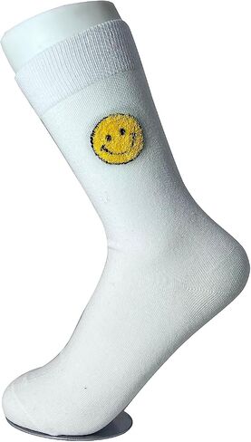 TBFT 4 pair Combed cotton socks packs dark color smile pattern novelty causal daily for athletic men or women, Muticolor, 5-10 in Saudi Arabia
